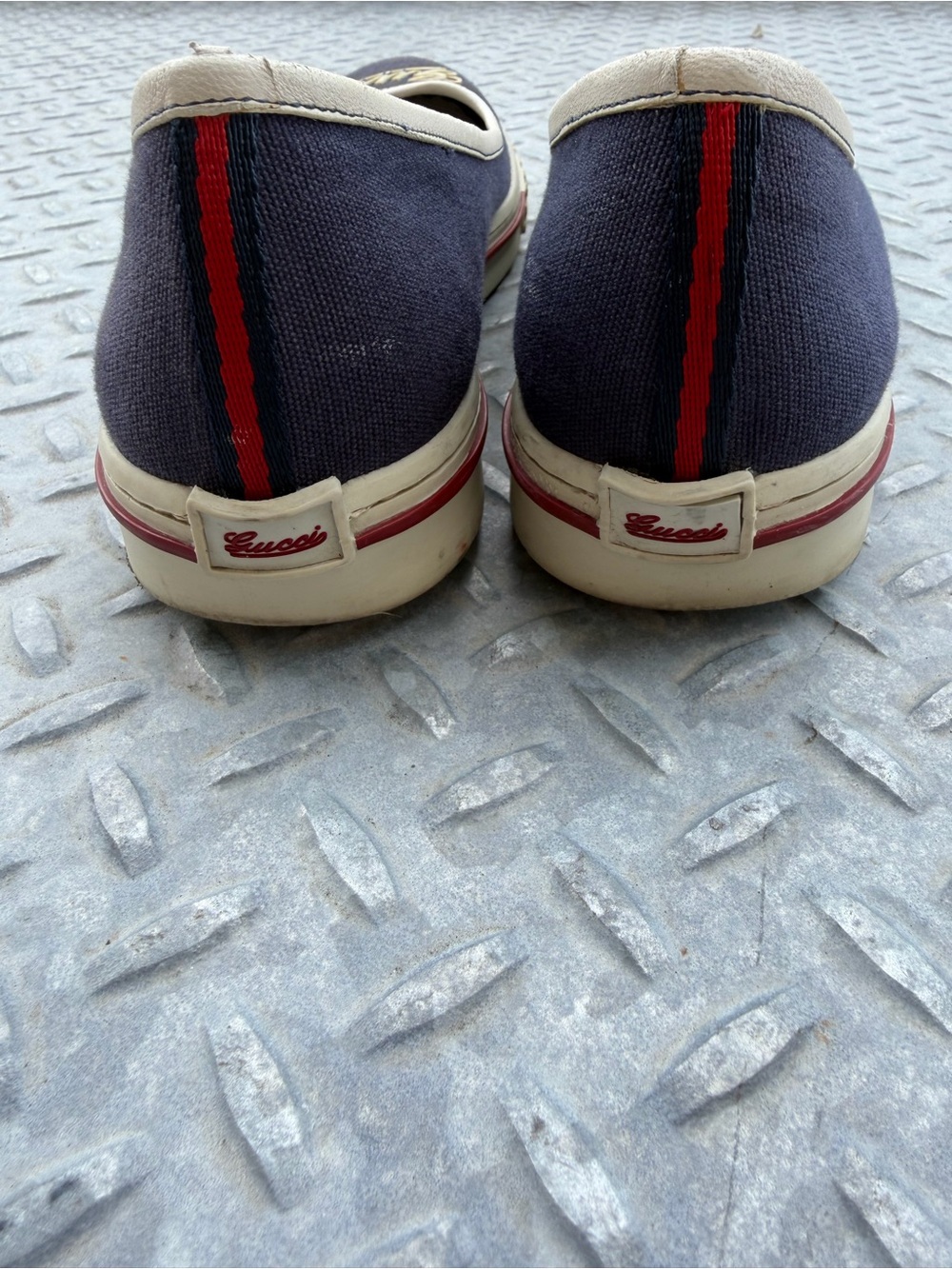 Gucci Navy and Cream Script Logo Ballet Flats - Women - Picture 3 of 3